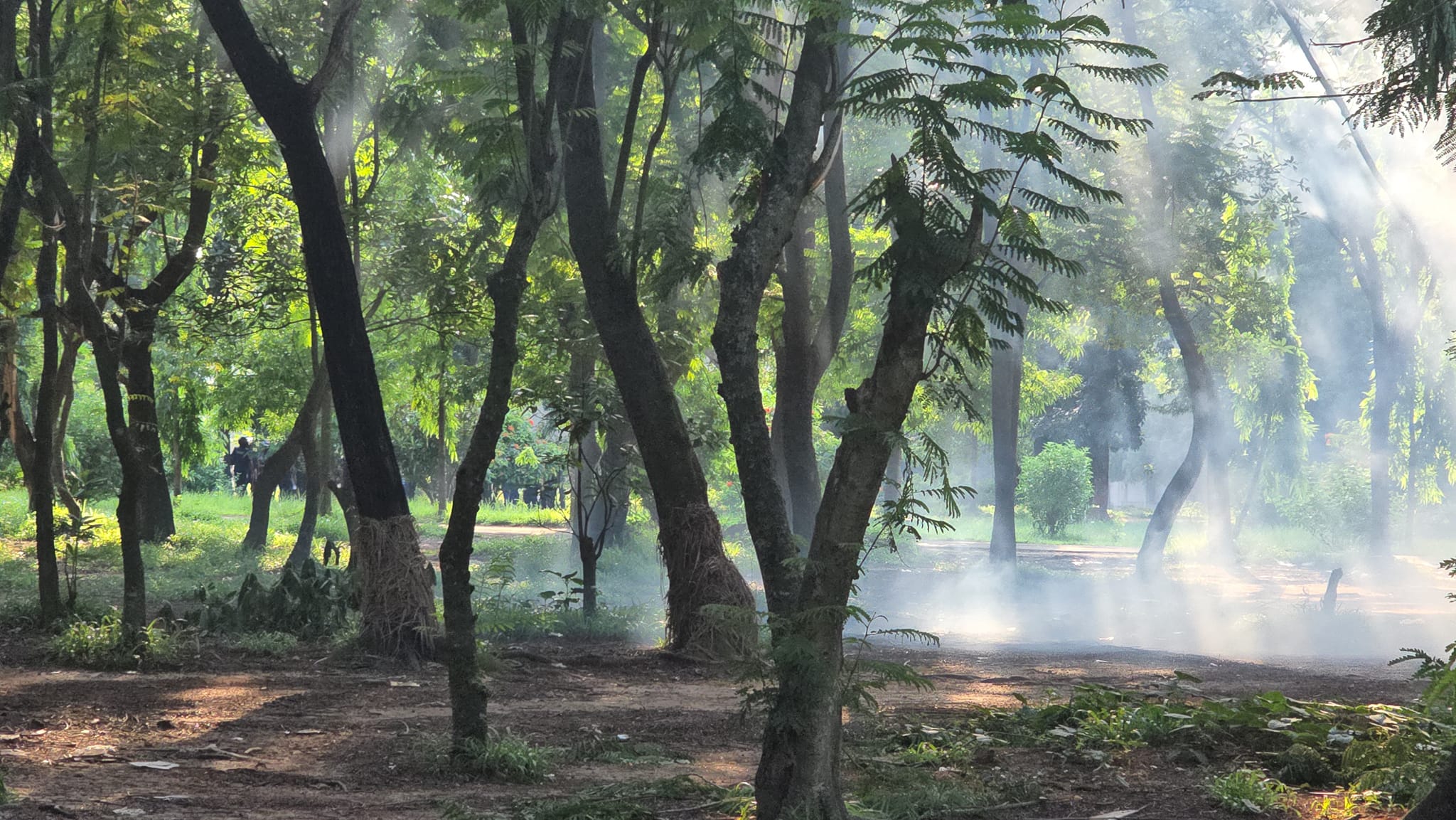 জাহাঙ্গীরনগরে আন্দোলনকারীদের ছত্রভঙ্গ করতে পুলিশের টিয়ারশেল