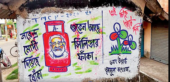 দেয়াল লিখনে বিজেপি-তৃণমূল দ্বৈরথ। ফাইল ছবি: সংগৃহীত