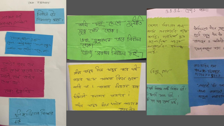 জনমত বাক্সে লেখা মানুষের মতামত। ছবি: সংগৃহীত