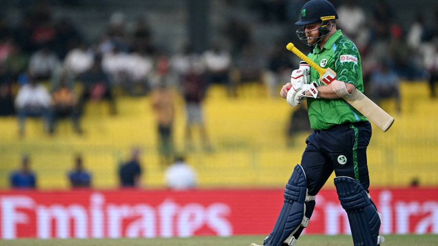 Ireland's captain Paul Stirling walks back 