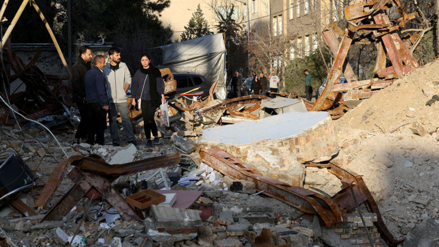 destroyed building in tehran