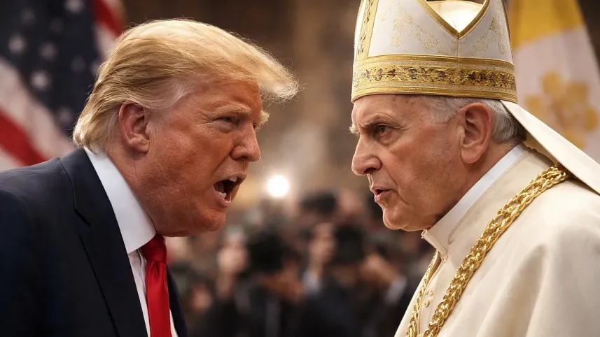 ট্রাম্প বনাম পোপ। ছবি: এআই দিয়ে তৈরি 