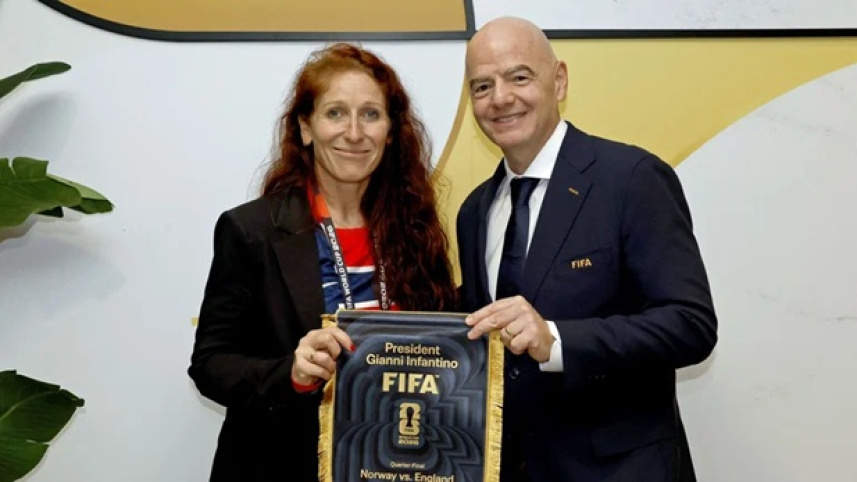 Norwegian Football Federation (NFF) President Lise Klaveness and infantino