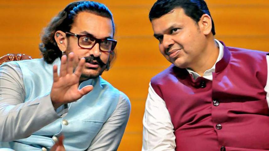 Aamir Khan with Maharashtra chief minister Devendra Fadnavis