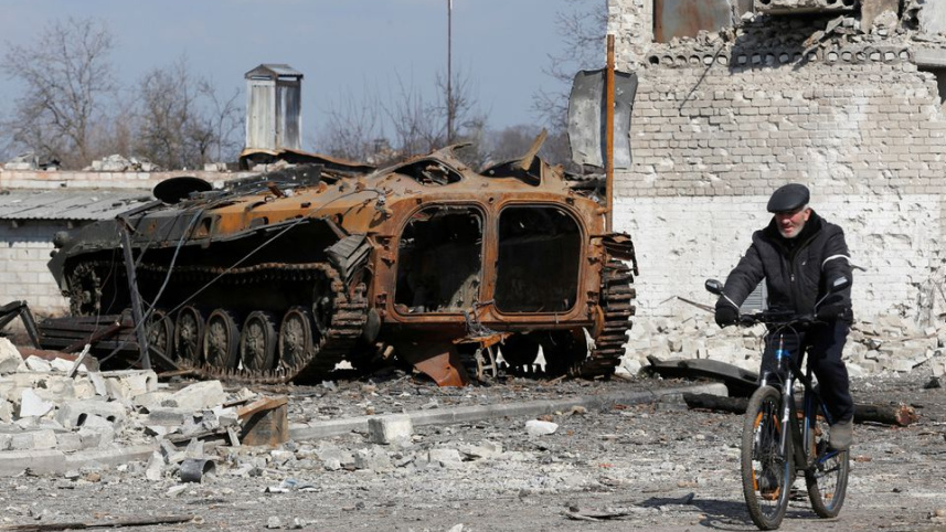 Destroyed Russian armored vehicle 
