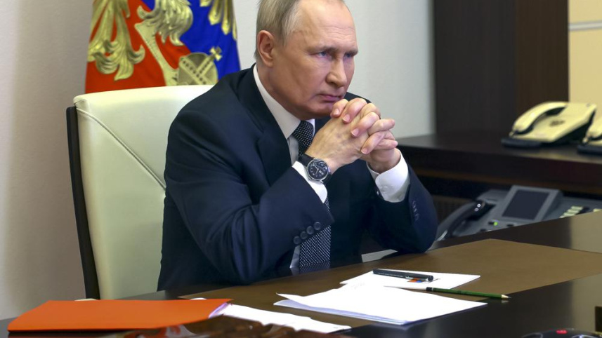 ভার্চুয়াল বৈঠকে পুতিন। ছবি: এপি