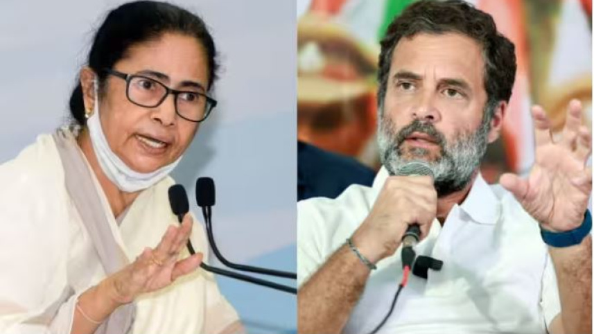 মমতা বন্দ্যোপাধ্যায় ও রাহুল গান্ধী। ছবি: সংগৃহীত