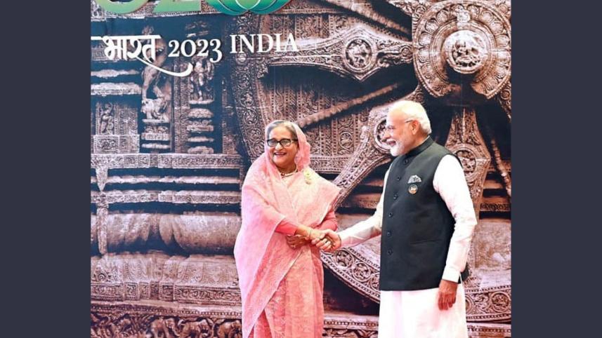 ভারতের প্রধানমন্ত্রী নরেন্দ্র মোদি ও বাংলাদেশের সাবেক প্রধানমন্ত্রী শেখ হাসিনা। 