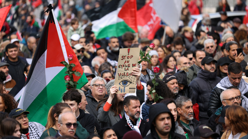 প্যারিসে ফিলিস্তিনের সমর্থনে সমাবেশ। ছবি: রয়টার্স