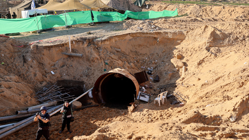 ইসরায়েল-গাজা সীমান্তে হামাসের ৪ কিলোমিটার দীর্ঘ সুড়ঙ্গ খুঁজে পাওয়ার দাবি। ছবি: এএফপি