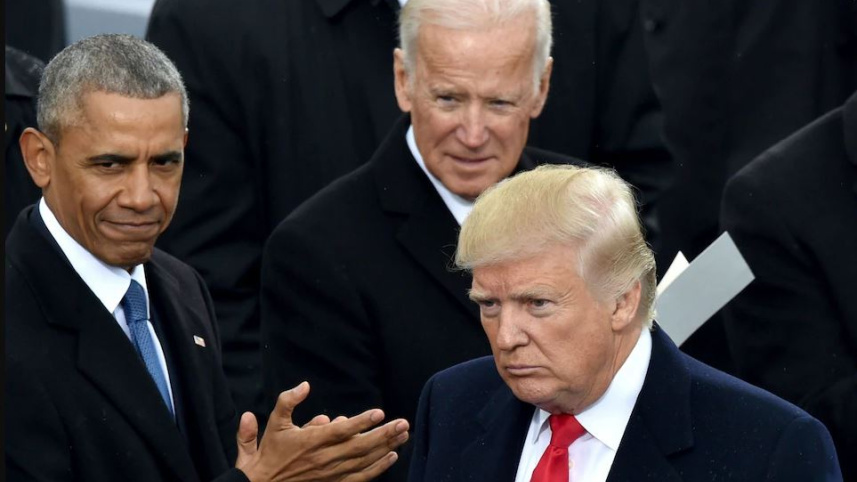 তিন মার্কিন প্রেসিডেন্ট বারাক ওবামা, জো বাইডেন ও ডোনাল্ড ট্রাম্প। ফাইল ছবি: এএফপি