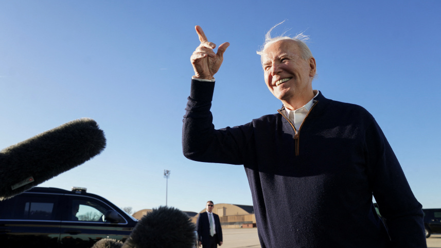 হ্যাম্পশায়ারে নির্বাচনী প্রচারণায় জো বাইডেন। ছবি: রয়টার্স