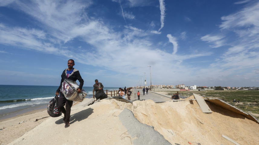 এবার আবার দক্ষিণ গাজা থেকে উত্তরে পালাতে বাধ্য হচ্ছেন ফিলিস্তিনিরা। ছবি: রয়টার্স (১৪ মার্চ, ২০২৪)