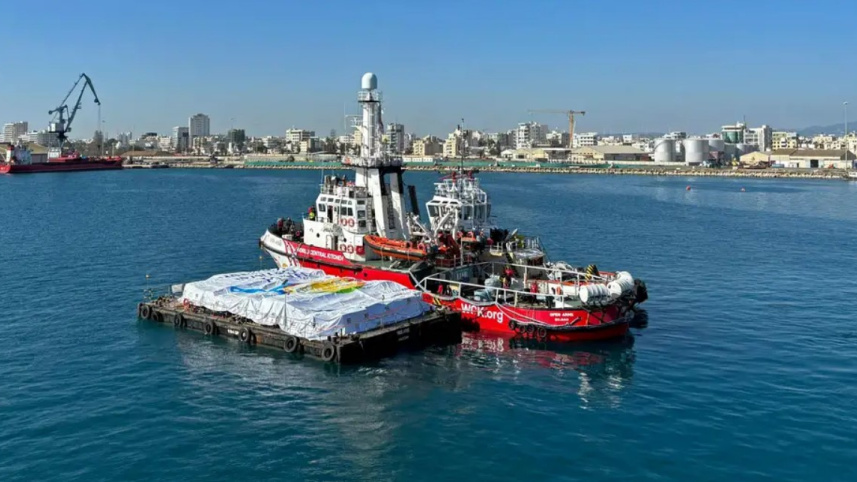 মানবিক সহায়তা নিয়ে গাজার উপকূলে একটি স্প্যানিশ জাহাজ। ফাইল ছবি: এএফপি