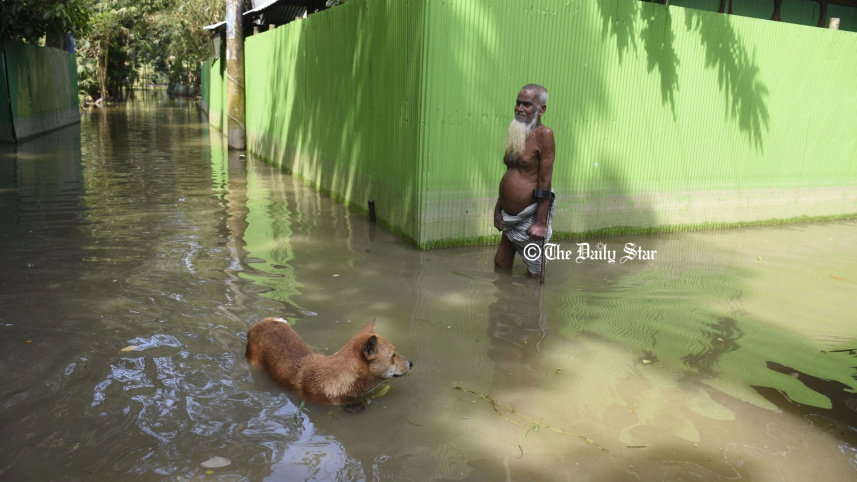 শুকায়নি বন্যার পানি: বেগমগঞ্জের যেসব গ্রামে এখনো নৌকা নিয়ে যেতে হয়