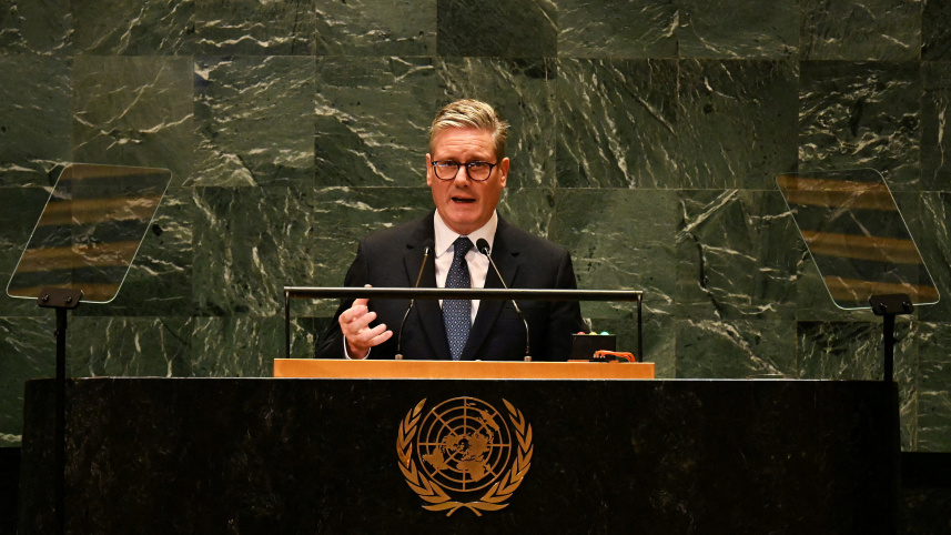 জাতিসংঘের ৭৯তম সাধারণ অধিবেশনে বক্তব্য রাখছেন যুক্তরাজ্যের প্রধানমন্ত্রী কিয়ার স্টারমার। ছবি: রয়টার্স