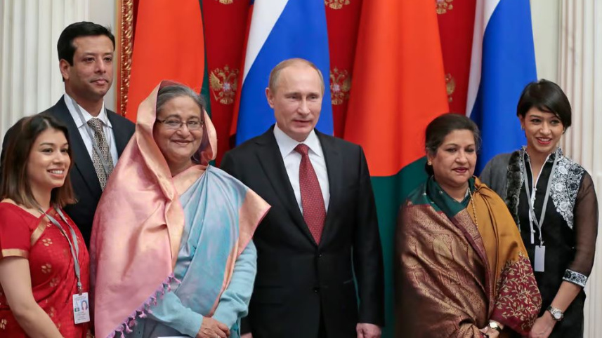 পুতিনের সঙ্গে টিউলিপ, হাসিনা ও অন্যানরা। ফাইল ছবি: সংগৃহীত