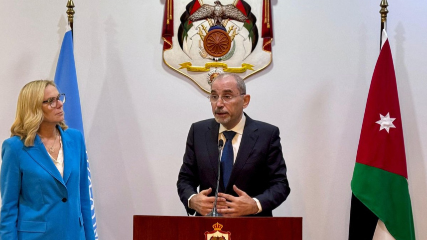 জর্ডানের পররাষ্ট্রমন্ত্রী আয়মান সাফাদি। ছবি: এএফপি