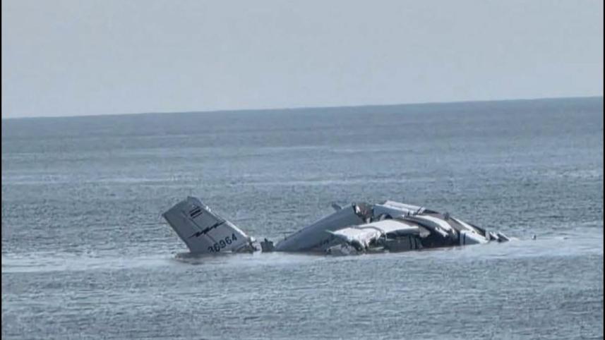 হুয়া হিনে বিধ্বস্ত থাই উড়োজাহাজ। ছবি: দ্য নেশন থাইল্যান্ড/সামাজিক মাধ্যম