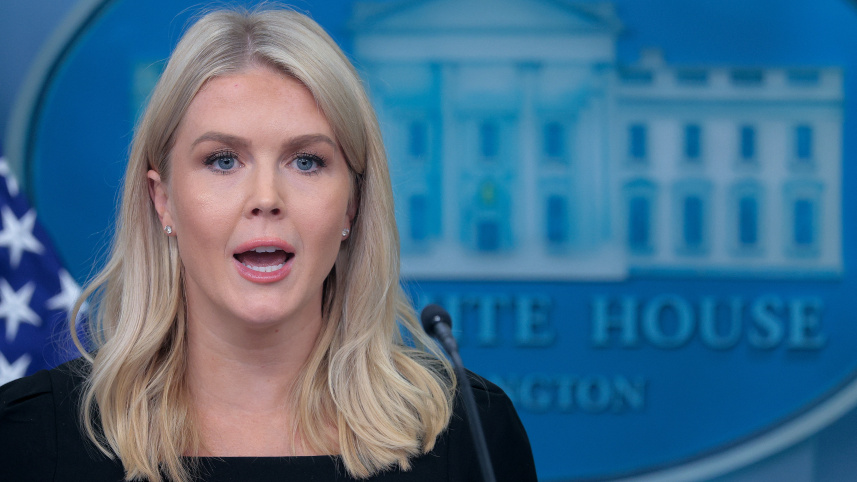 হোয়াইটহাউসের প্রেস সচিব ক্যারোলিন লেভিট। ছবি: এএফপি