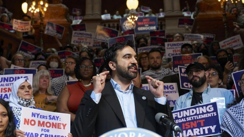 ফিলিস্তিনি ইসরায়েলি আগ্রাসনের বিরুদ্ধে সোচ্চার মামদানি। ফাইল ছবি: এএফপি