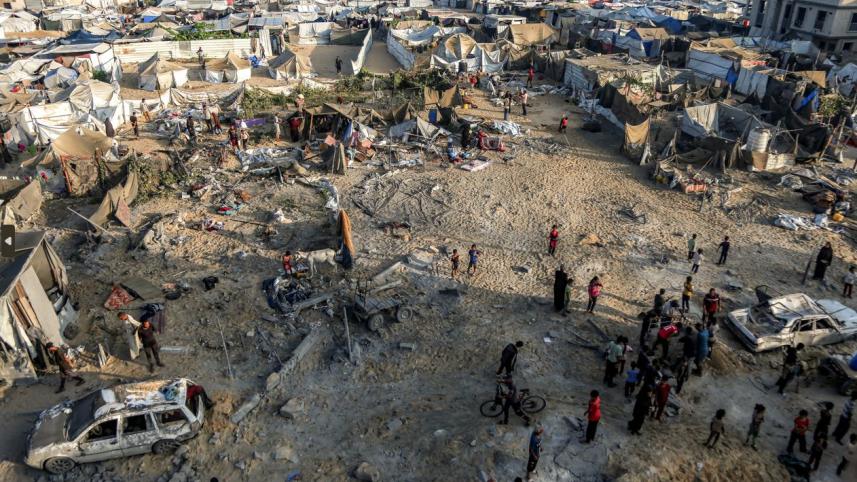 খান ইউনিসের শরণার্থী শিবির। ছবি: এএফপি