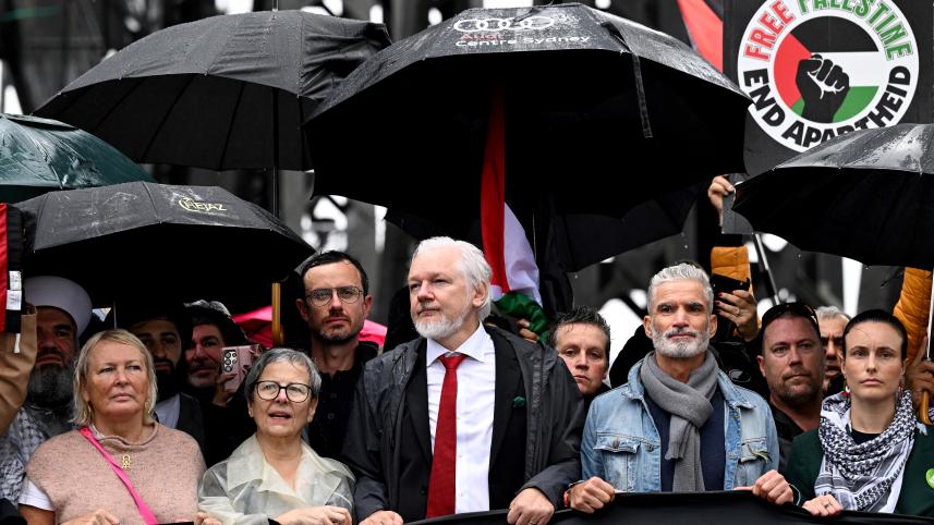 Julian Assange in Anti-Israel Protest