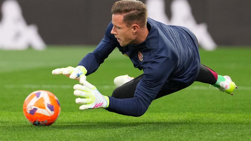 Barcelona's German goalkeeper #01 Marc-Andre Ter Stegen