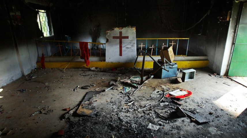 Damaged church in India