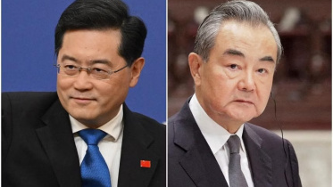 চীনের সাবেক ও বর্তমান পররাষ্ট্রমন্ত্রী। ছবি; স্ট্রেইটস টাইমস