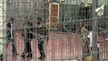 ইসরায়েলের মেগিদ্দো কারাগারে বন্দি ফিলিস্তিনি নাগরিক। ফাইল ছবি: এএফপি