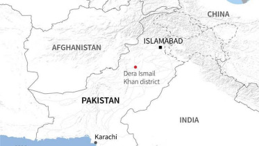 পাকিস্তানের ম্যাপে ডেরা ইসমাইল খান জেলা। ছবি: এএফপি