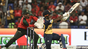 Pathum Nissanka plays a shot during the Asia Cup 2025 Twenty20 international cricket match between Bangladesh and Sri Lanka