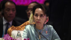 শান্তিতে নোবেলজয়ী অং সান সুচি। ফাইল ছবি: রয়টার্স (২০১৯)