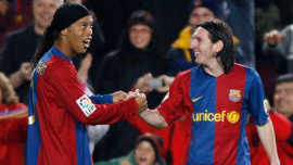 Lionel messi  and Ronaldinho