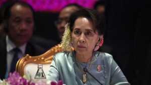 শান্তিতে নোবেলজয়ী অং সান সুচি। ফাইল ছবি: রয়টার্স (২০১৯)