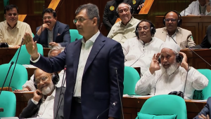 সংসদে বক্তব্য দিচ্ছেন স্বরাষ্ট্রমন্ত্রী সালাহউদ্দিন আহমেদ। ছবি: ভিডিও থেকে স্ক্রিণশট