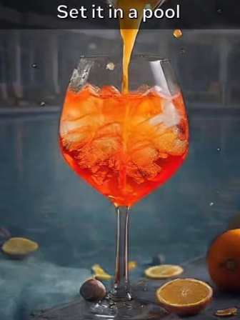 'গ্লাসটাকে সুইমিং পুলে পাঠাও' লিখলেই এভাবে ছবি এডিট হয়ে যাবে মেটার নতুন টুলে। ছবি: মেটা থেকে সংগৃহীত 